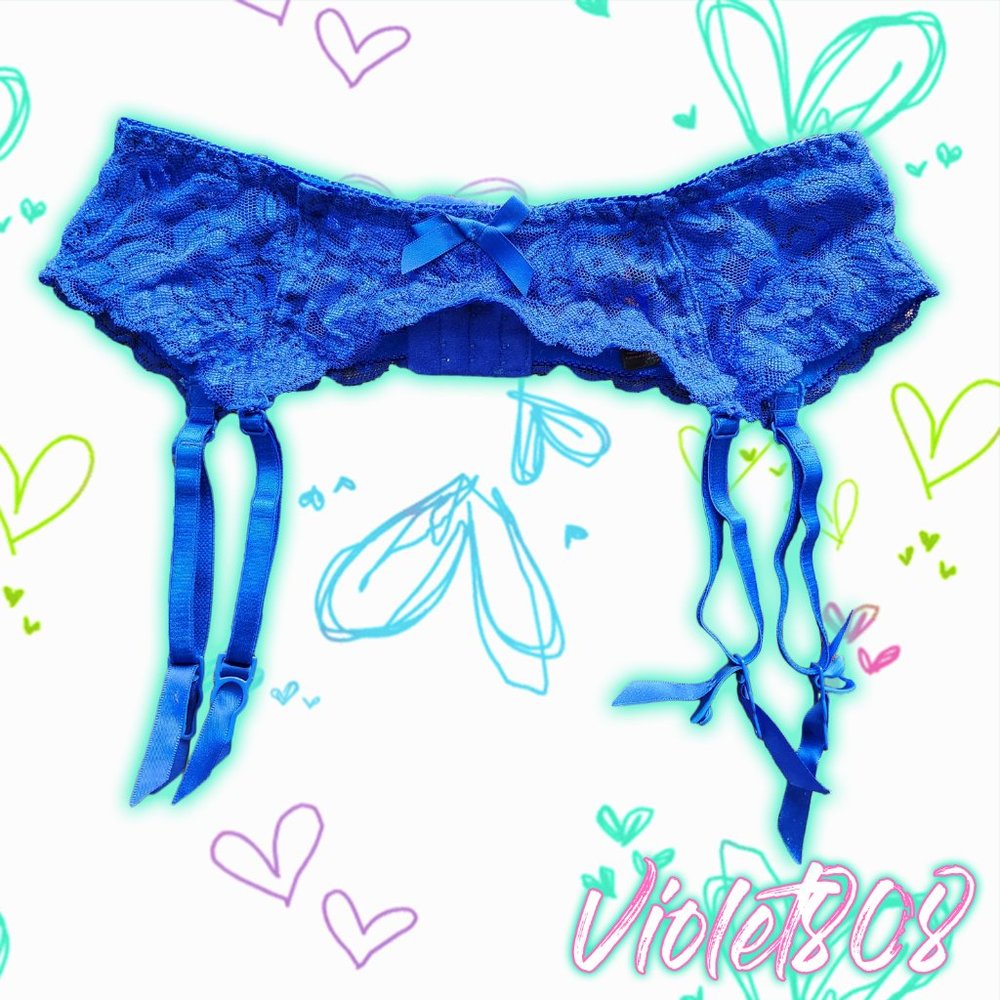 [OS] Dreamgirl Blue Floral Lace Garter Belt